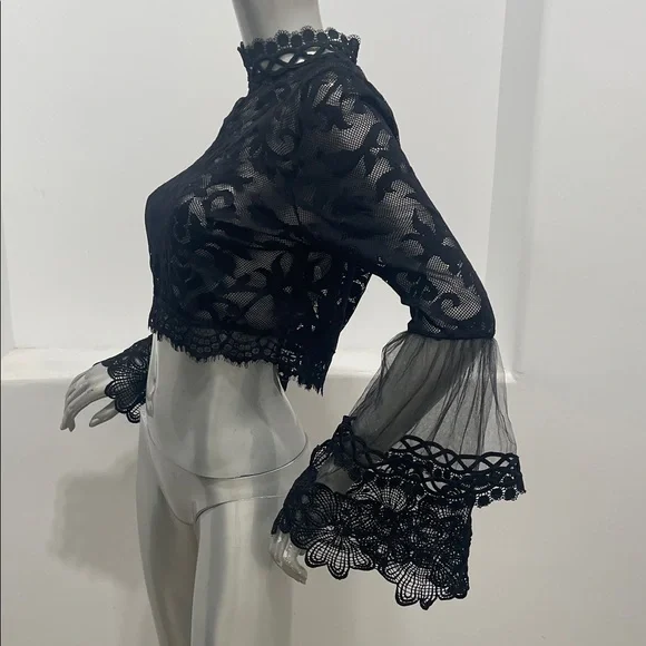 Monaco Black Lace Blouse - Picture 6 of 10